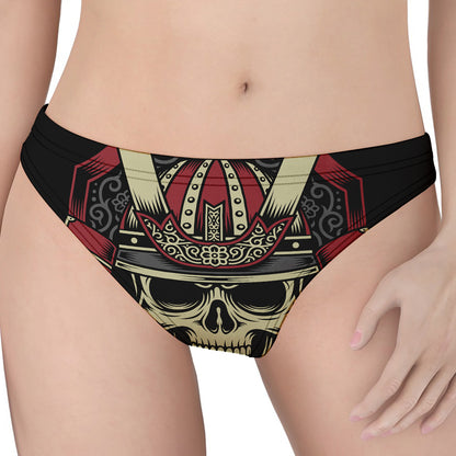 Samurai Warrior Skull Print Women's Thong