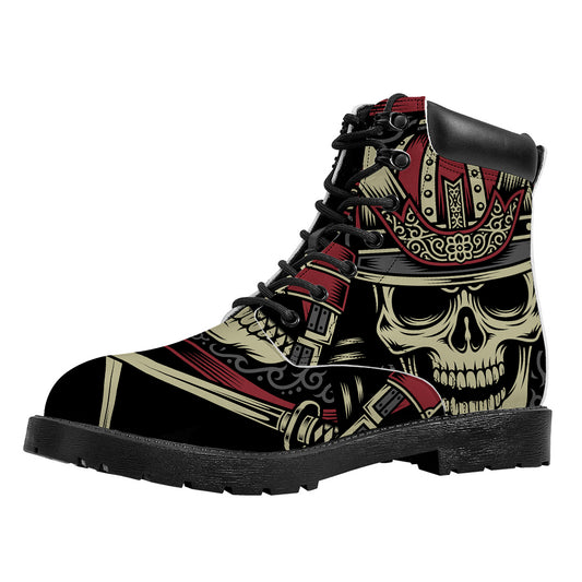 Samurai Warrior Skull Print Work Boots