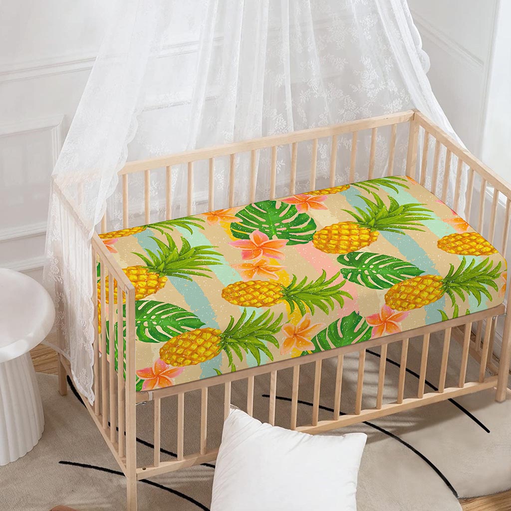 Sand Beach Pineapple Pattern Print Baby Crib Sheet