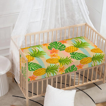 Sand Beach Pineapple Pattern Print Baby Crib Sheet