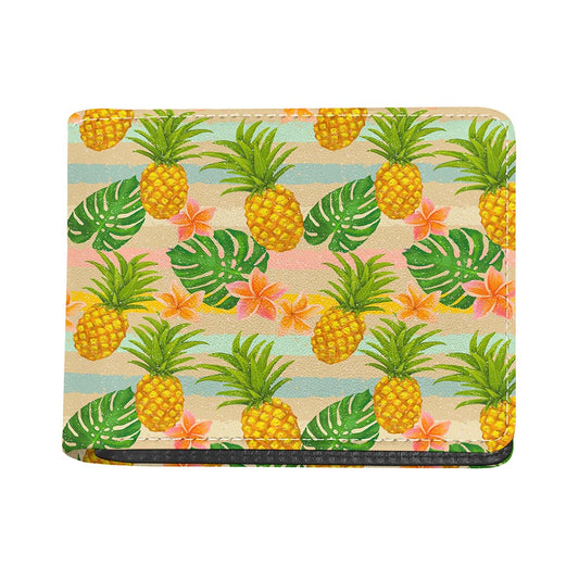 Sand Beach Pineapple Pattern Print Bifold Wallet