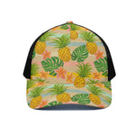 Sand Beach Pineapple Pattern Print Black Mesh Trucker Cap
