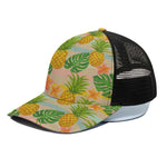 Sand Beach Pineapple Pattern Print Black Mesh Trucker Cap
