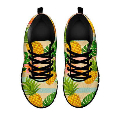 Sand Beach Pineapple Pattern Print Black Running Shoes