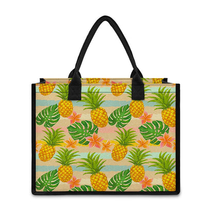 Sand Beach Pineapple Pattern Print Canvas Tote Bag