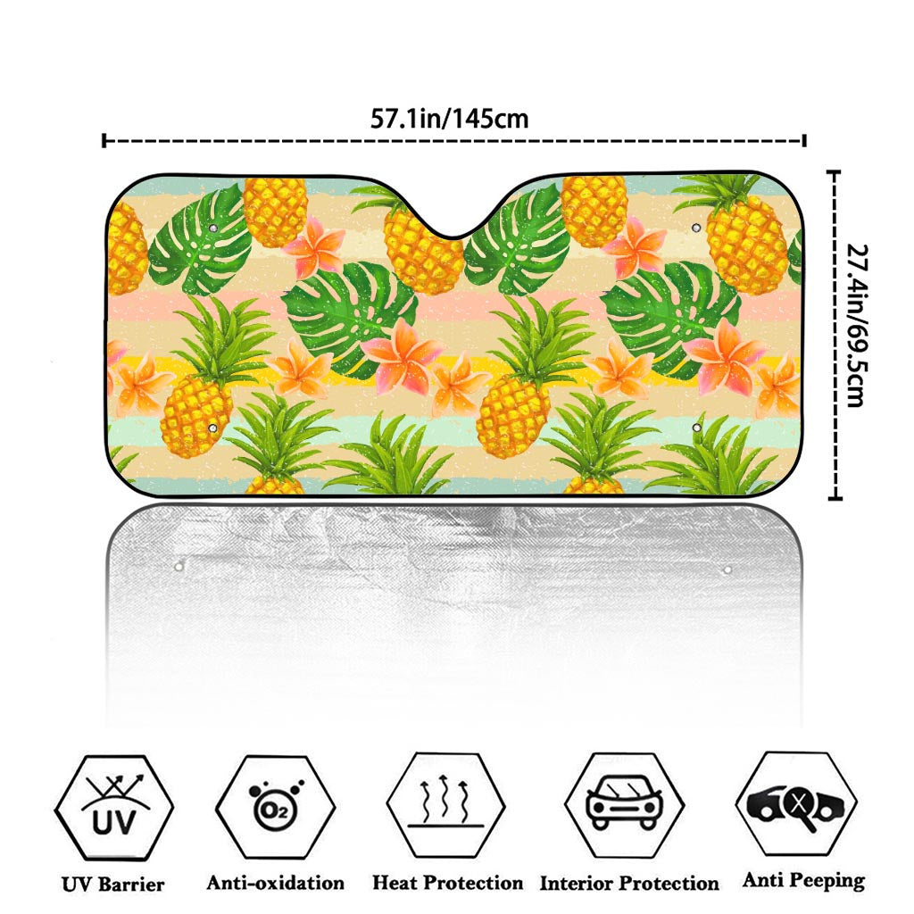 Sand Beach Pineapple Pattern Print Car Windshield Sun Shade