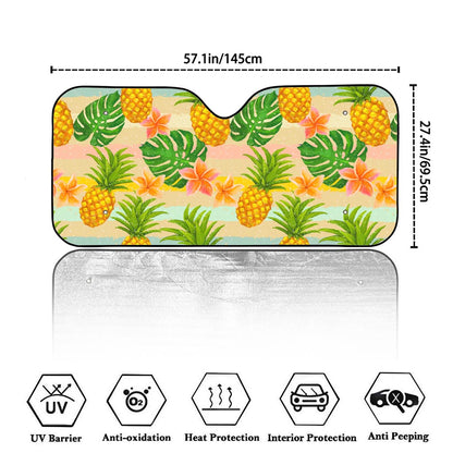 Sand Beach Pineapple Pattern Print Car Windshield Sun Shade