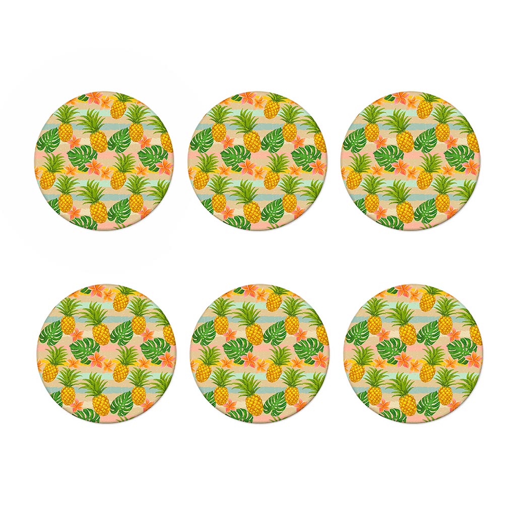 Sand Beach Pineapple Pattern Print Coaster Set