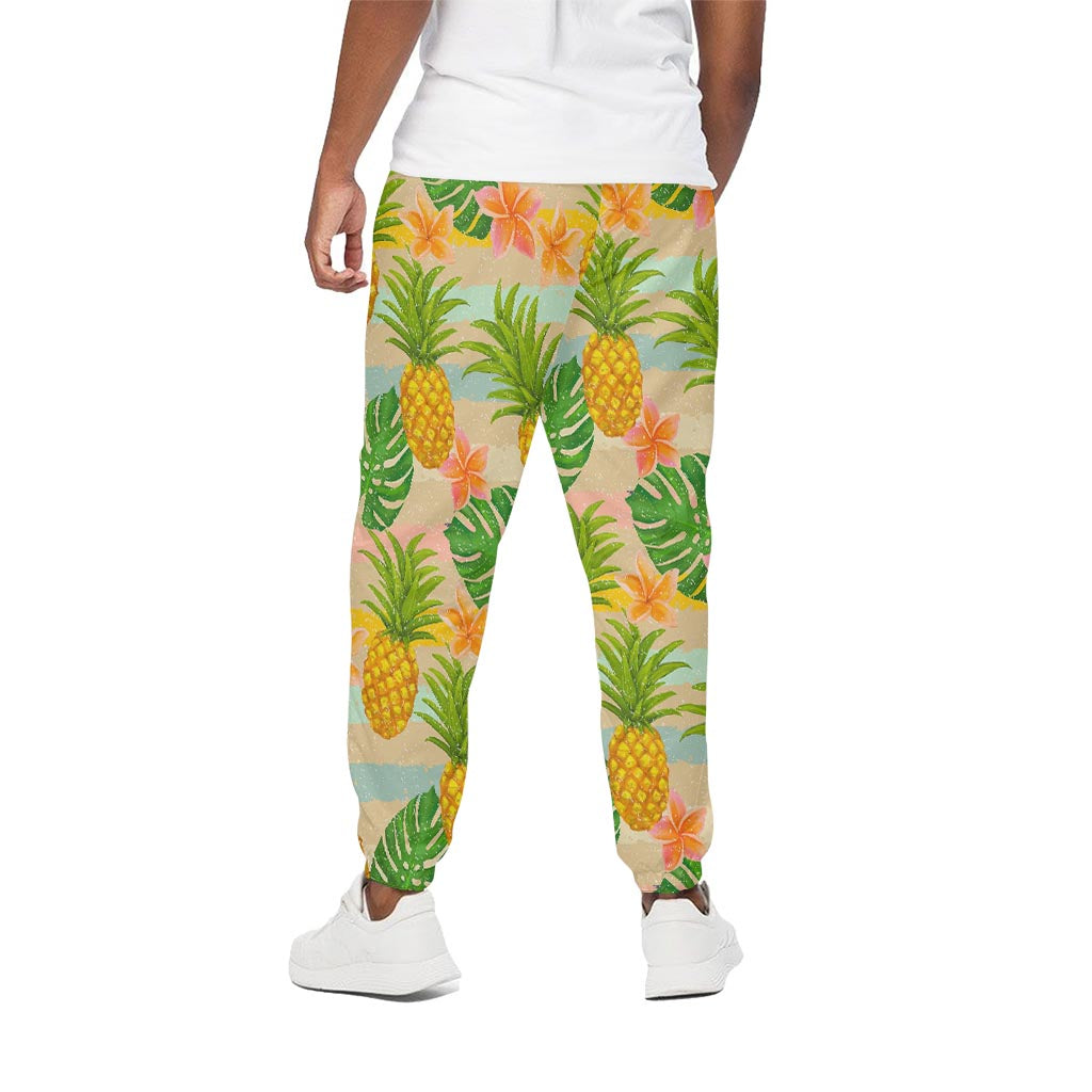 Sand Beach Pineapple Pattern Print Cotton Pants