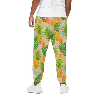 Sand Beach Pineapple Pattern Print Cotton Pants