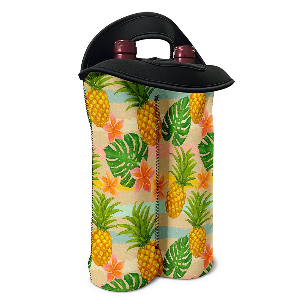Sand Beach Pineapple Pattern Print Double Neoprene Wine Tote