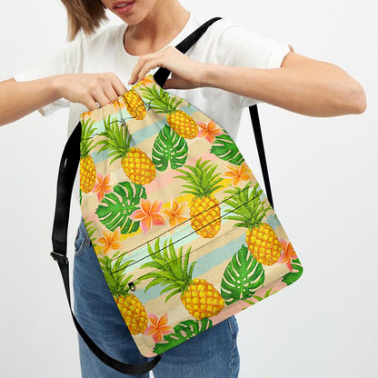 Sand Beach Pineapple Pattern Print Drawstring Backpack