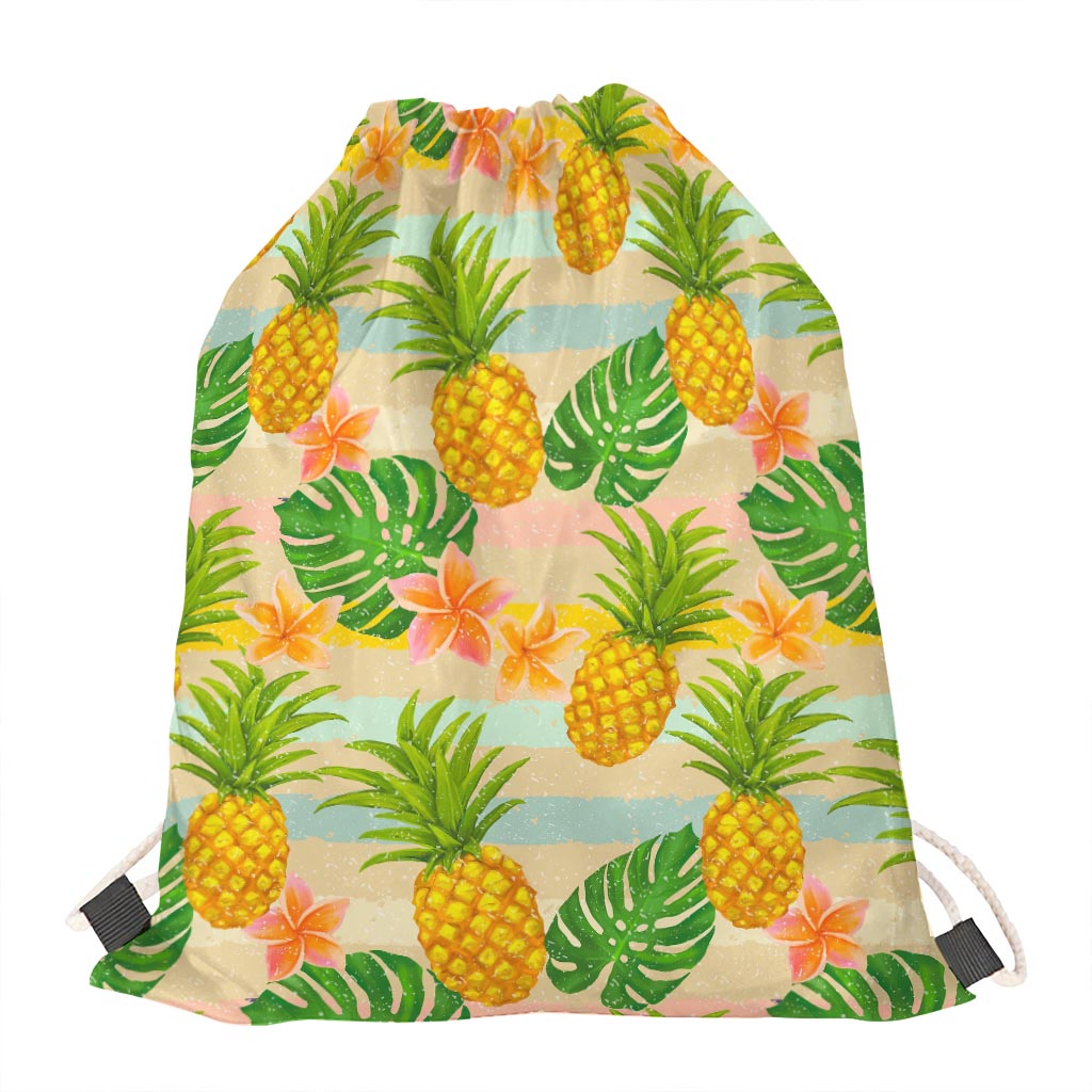 Sand Beach Pineapple Pattern Print Drawstring Bag
