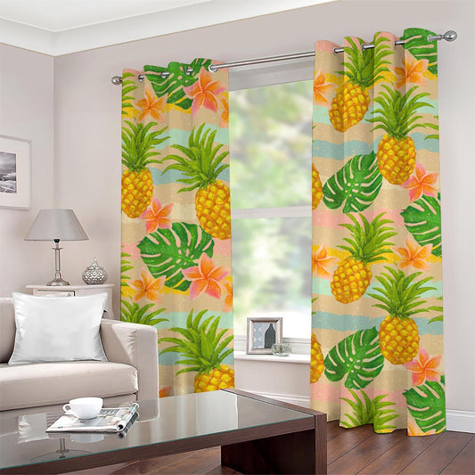 Sand Beach Pineapple Pattern Print Grommet Curtains
