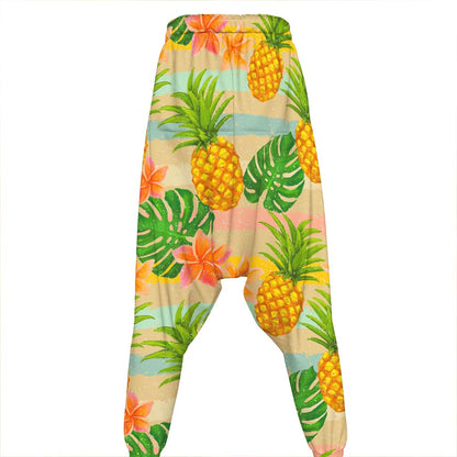 Sand Beach Pineapple Pattern Print Hammer Pants