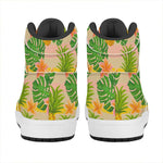 Sand Beach Pineapple Pattern Print High Top Leather Sneakers