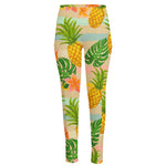 Sand Beach Pineapple Pattern Print High-Waisted Pocket Leggings