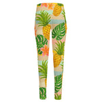 Sand Beach Pineapple Pattern Print High-Waisted Pocket Leggings