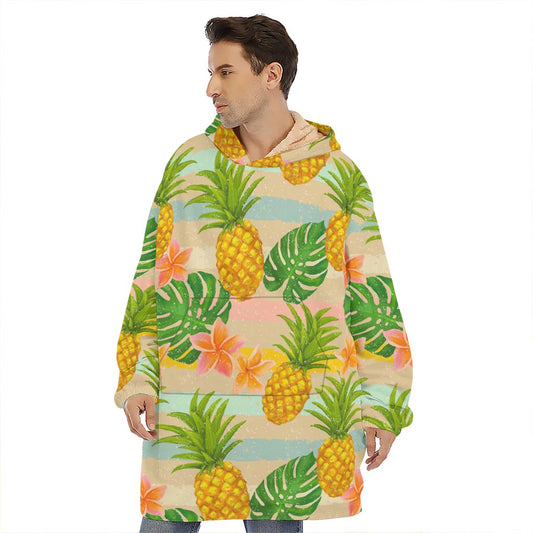 Sand Beach Pineapple Pattern Print Hoodie Blanket