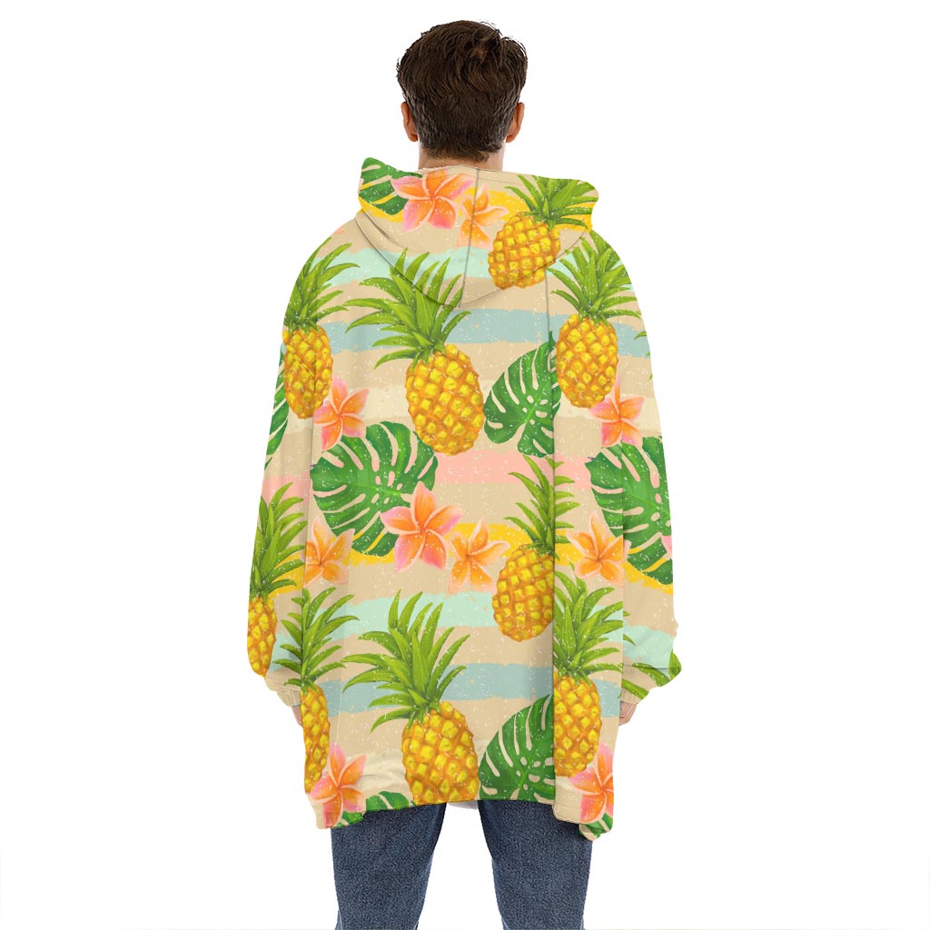 Sand Beach Pineapple Pattern Print Hoodie Blanket