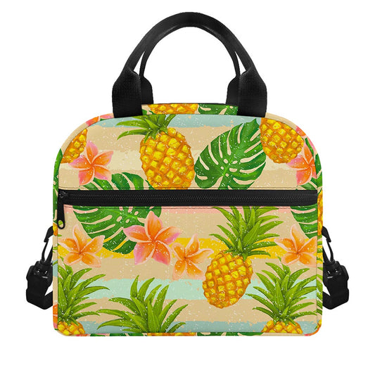 Sand Beach Pineapple Pattern Print Insulated Lunch Bag