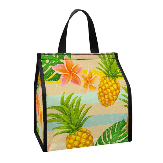 Sand Beach Pineapple Pattern Print Insulated Lunch Tote