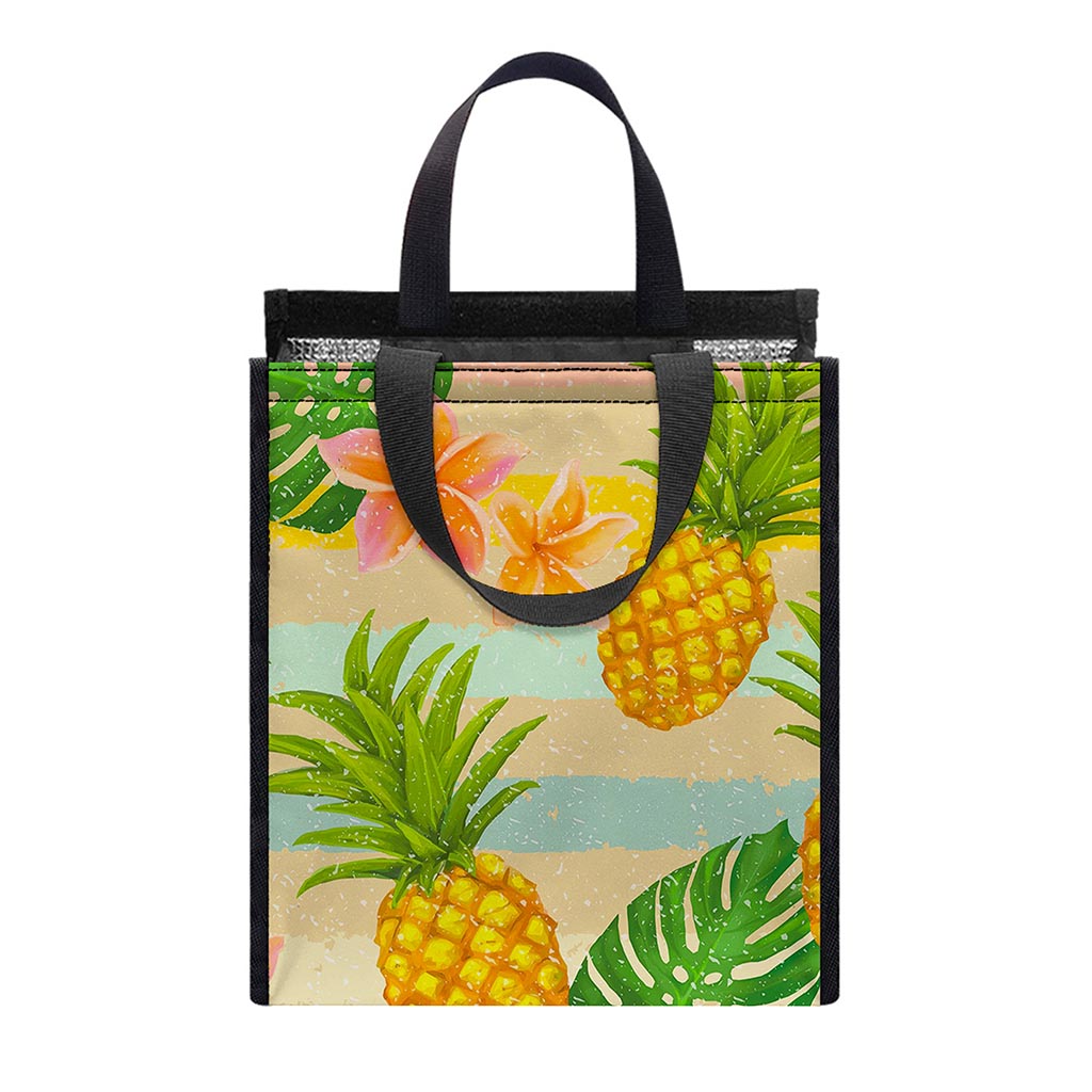 Sand Beach Pineapple Pattern Print Insulated Lunch Tote