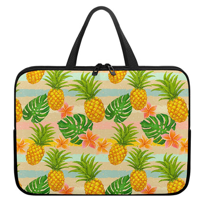 Sand Beach Pineapple Pattern Print Laptop Sleeve With Handle