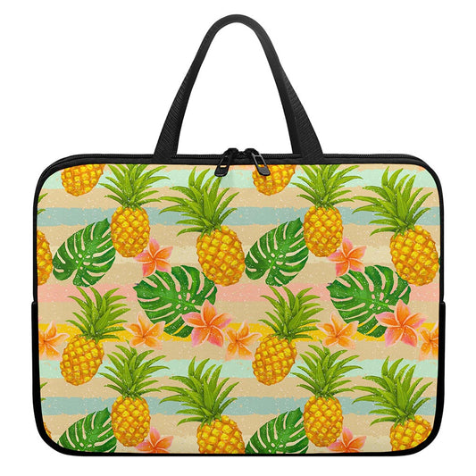 Sand Beach Pineapple Pattern Print Laptop Sleeve With Handle