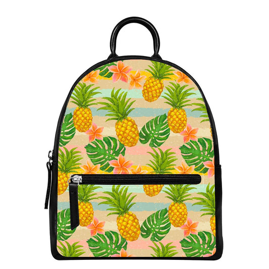 Sand Beach Pineapple Pattern Print Leather Backpack