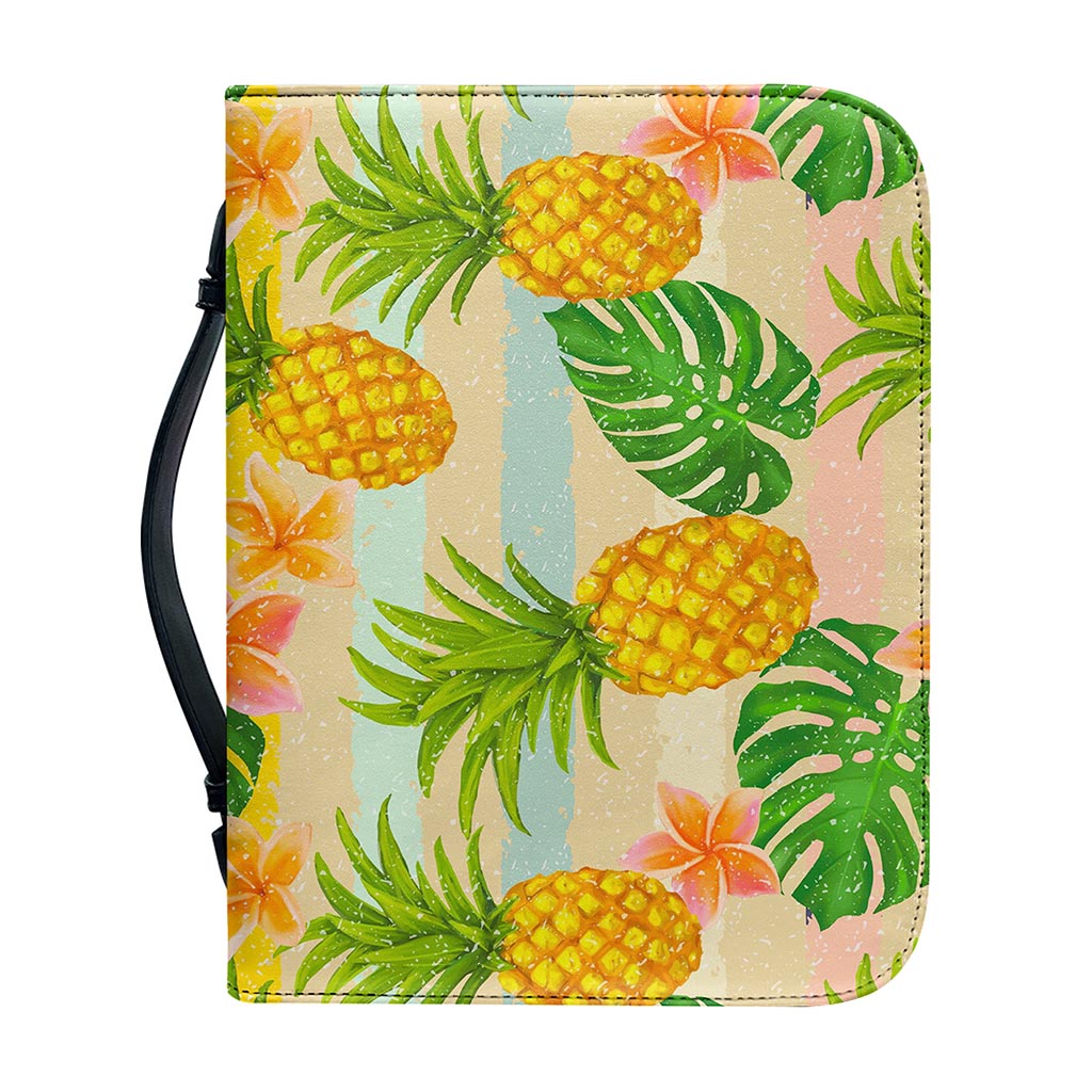 Sand Beach Pineapple Pattern Print Leather Bible Cover
