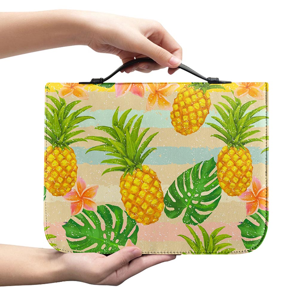 Sand Beach Pineapple Pattern Print Leather Bible Cover