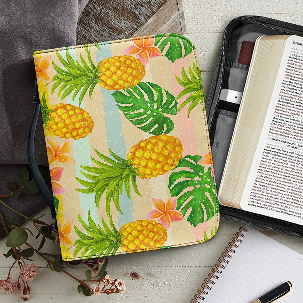 Sand Beach Pineapple Pattern Print Leather Bible Cover