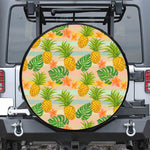Sand Beach Pineapple Pattern Print Leather Spare Tire Cover