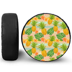 Sand Beach Pineapple Pattern Print Leather Spare Tire Cover