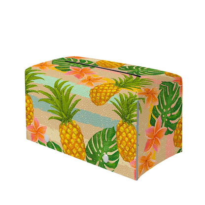Sand Beach Pineapple Pattern Print Leather Tissue Box Cover
