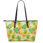 Sand Beach Pineapple Pattern Print Leather Tote Bag