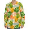 Sand Beach Pineapple Pattern Print Long Sleeve Baseball Jersey