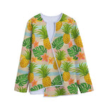Sand Beach Pineapple Pattern Print Long Sleeve Short Coat
