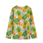 Sand Beach Pineapple Pattern Print Long Sleeve Short Coat