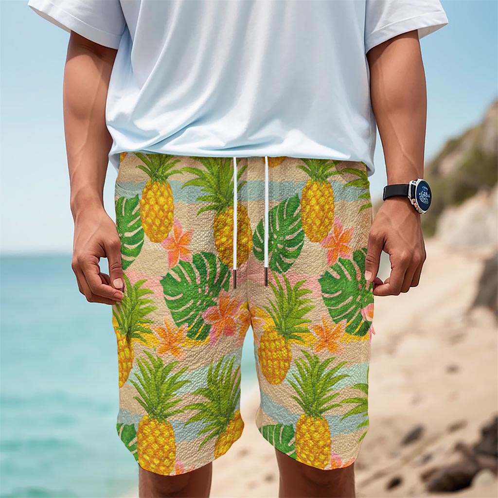 Sand Beach Pineapple Pattern Print Men's Cargo Shorts