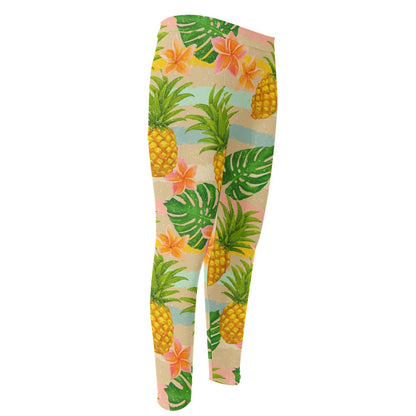 Sand Beach Pineapple Pattern Print Men's Compression Pants