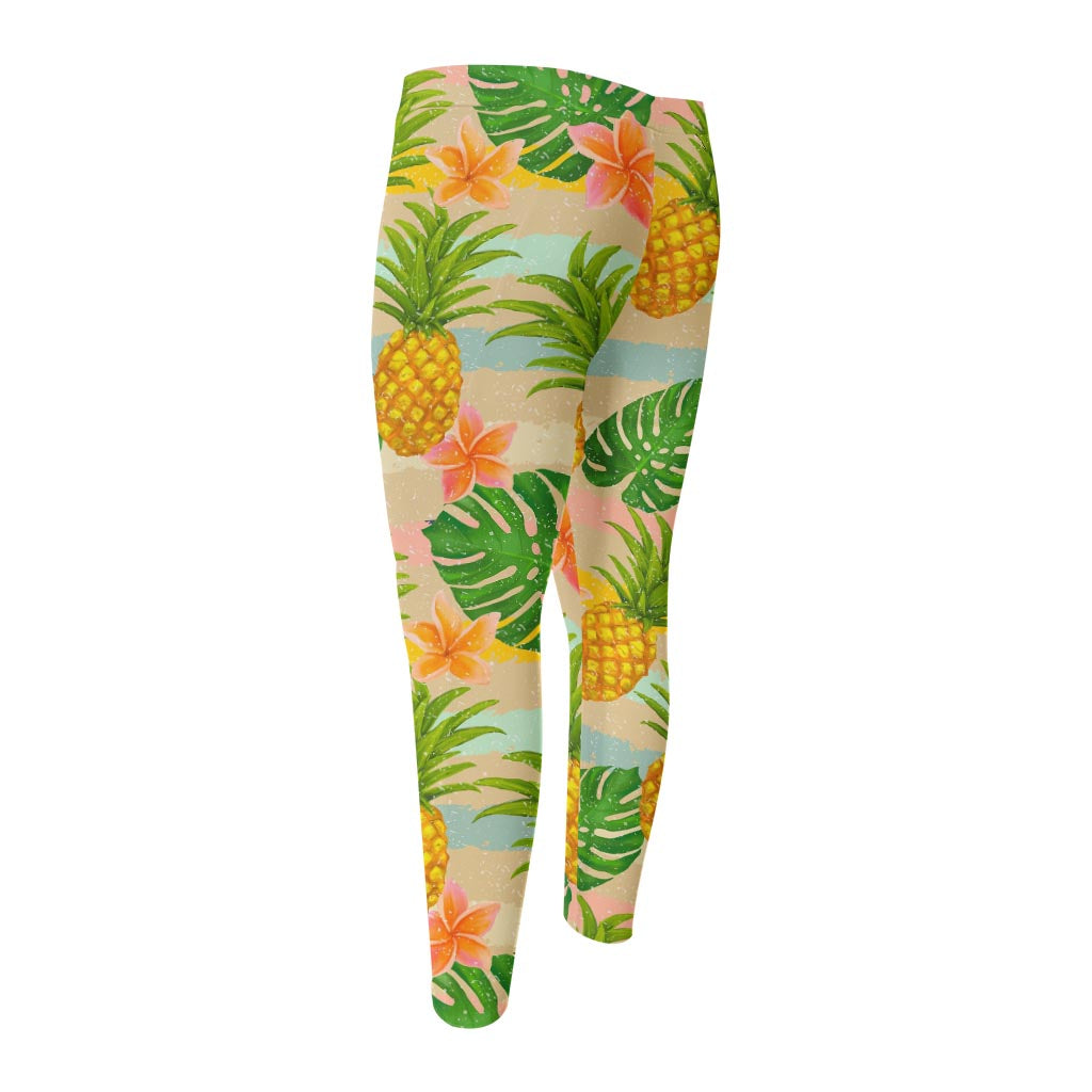 Sand Beach Pineapple Pattern Print Men's Compression Pants