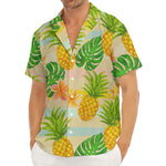 Sand Beach Pineapple Pattern Print Men's Deep V-Neck Shirt