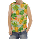 Sand Beach Pineapple Pattern Print Men's Fitness Tank Top