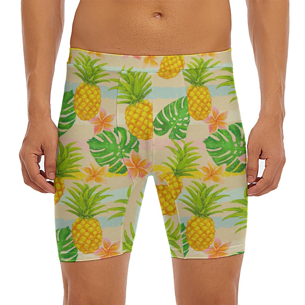 Sand Beach Pineapple Pattern Print Men's Long Boxer Briefs