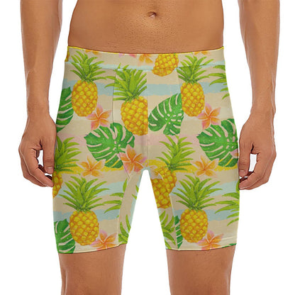 Sand Beach Pineapple Pattern Print Men's Long Boxer Briefs