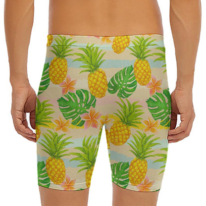 Sand Beach Pineapple Pattern Print Men's Long Boxer Briefs