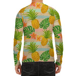 Sand Beach Pineapple Pattern Print Men's Long Sleeve Rash Guard