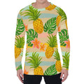 Sand Beach Pineapple Pattern Print Men's Long Sleeve T-Shirt